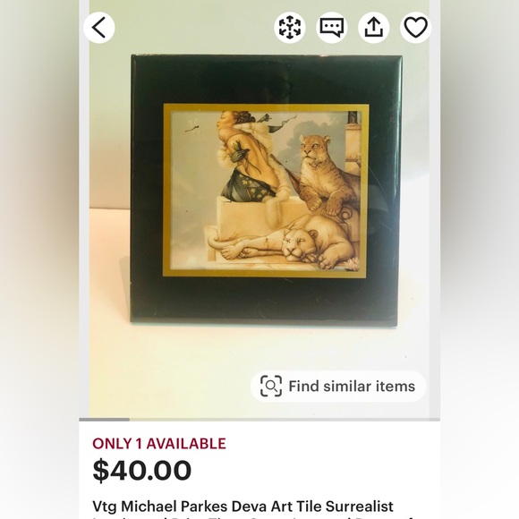 MICHAEL PARKES ARTIST COLLECTABLE WALL TILE.EXCELLENT CONDITION.COLLECTABLE.RARE - Picture 5 of 5